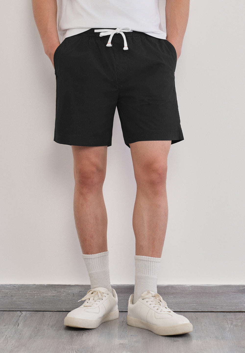 Black Drawstring Cotton Shorts