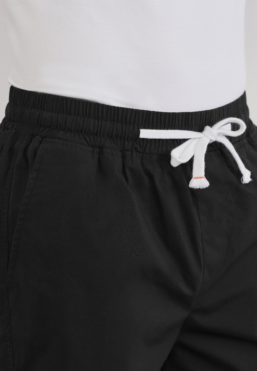 Black Drawstring Cotton Shorts