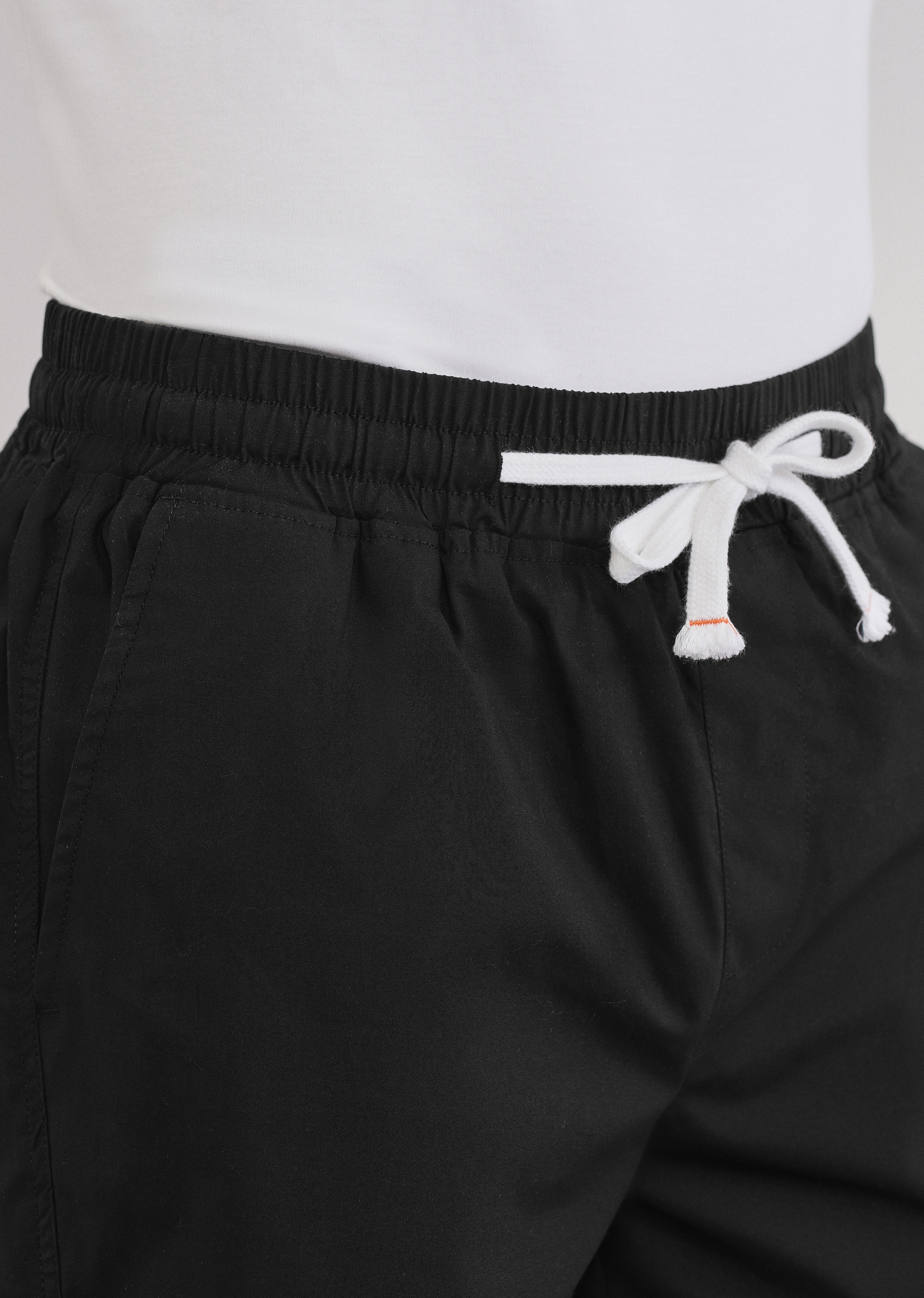 Black Drawstring Cotton Shorts