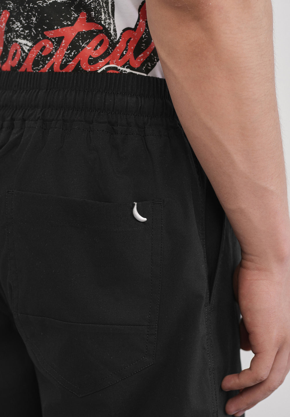 Black Drawstring Cotton Shorts
