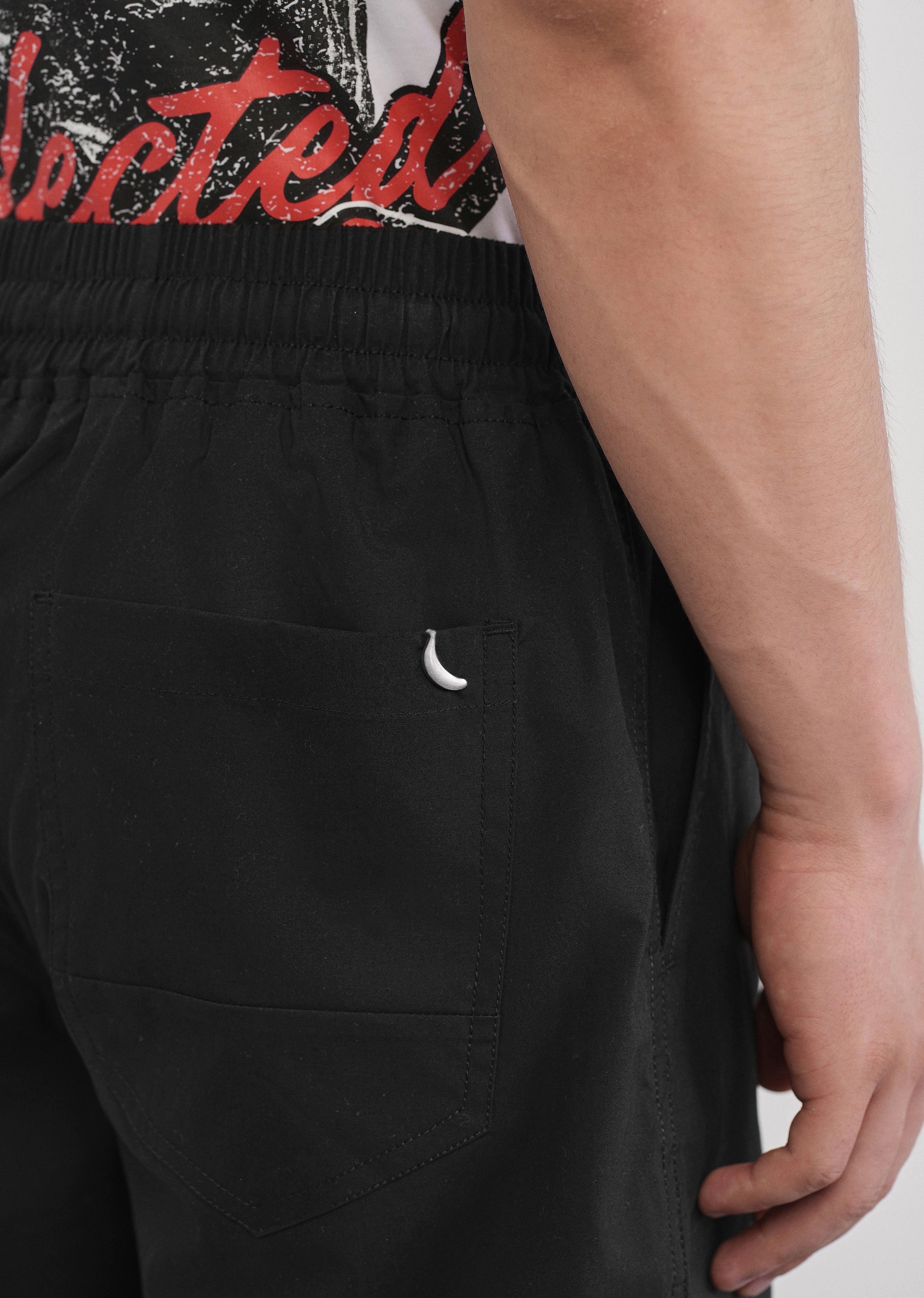 Black Drawstring Cotton Shorts