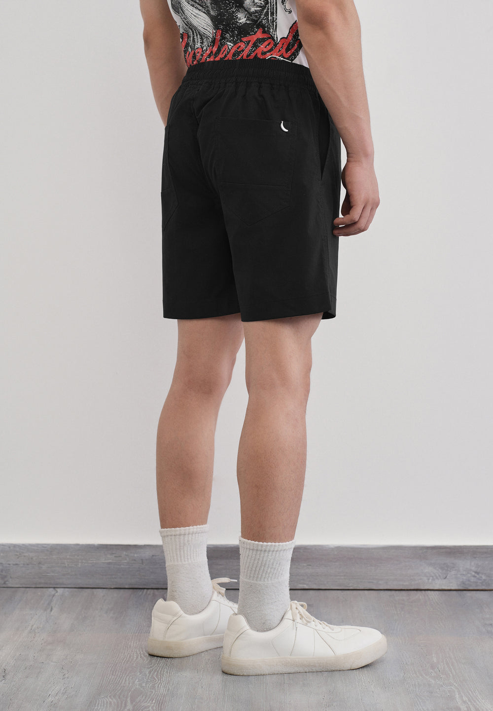 Black Drawstring Cotton Shorts