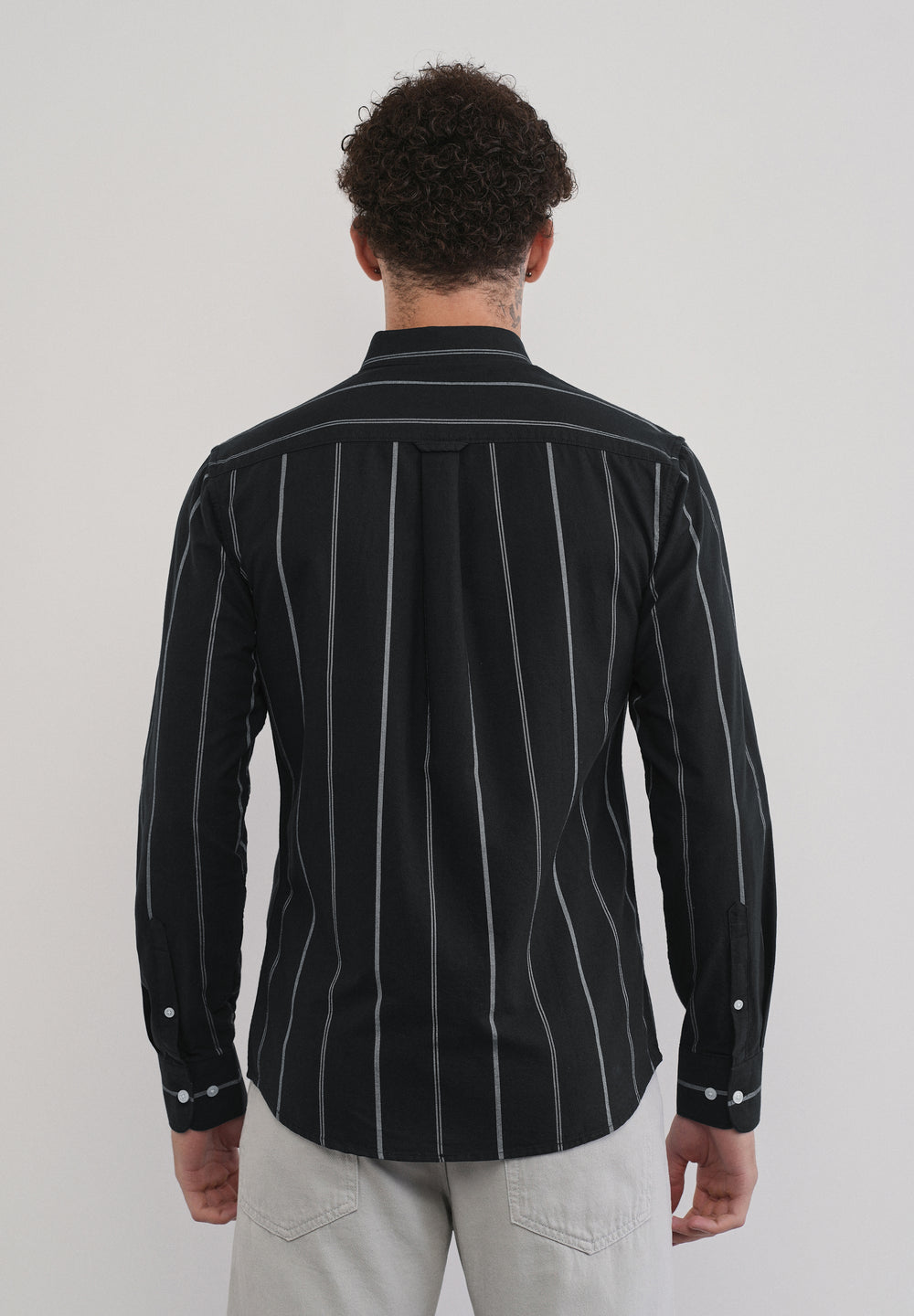 Black Dual Stripe Cotton Shirt