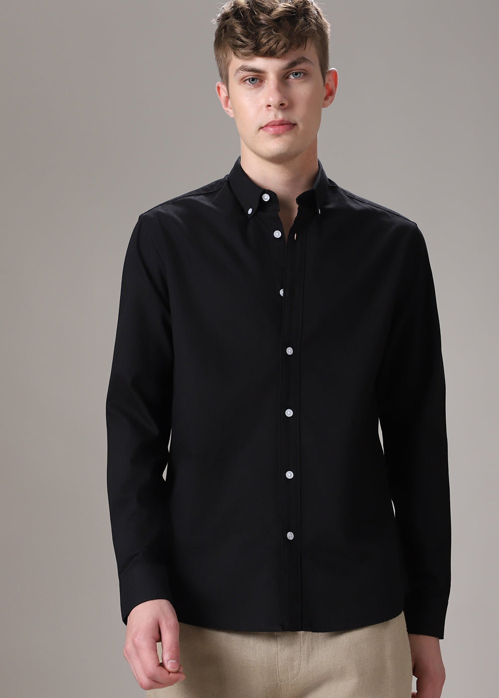 Black Elbow Patch Oxford Shirt