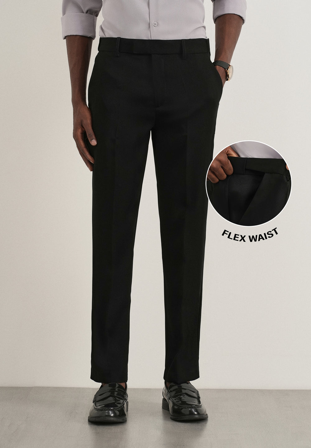 Black Flex Waist Slim Fit Trouser