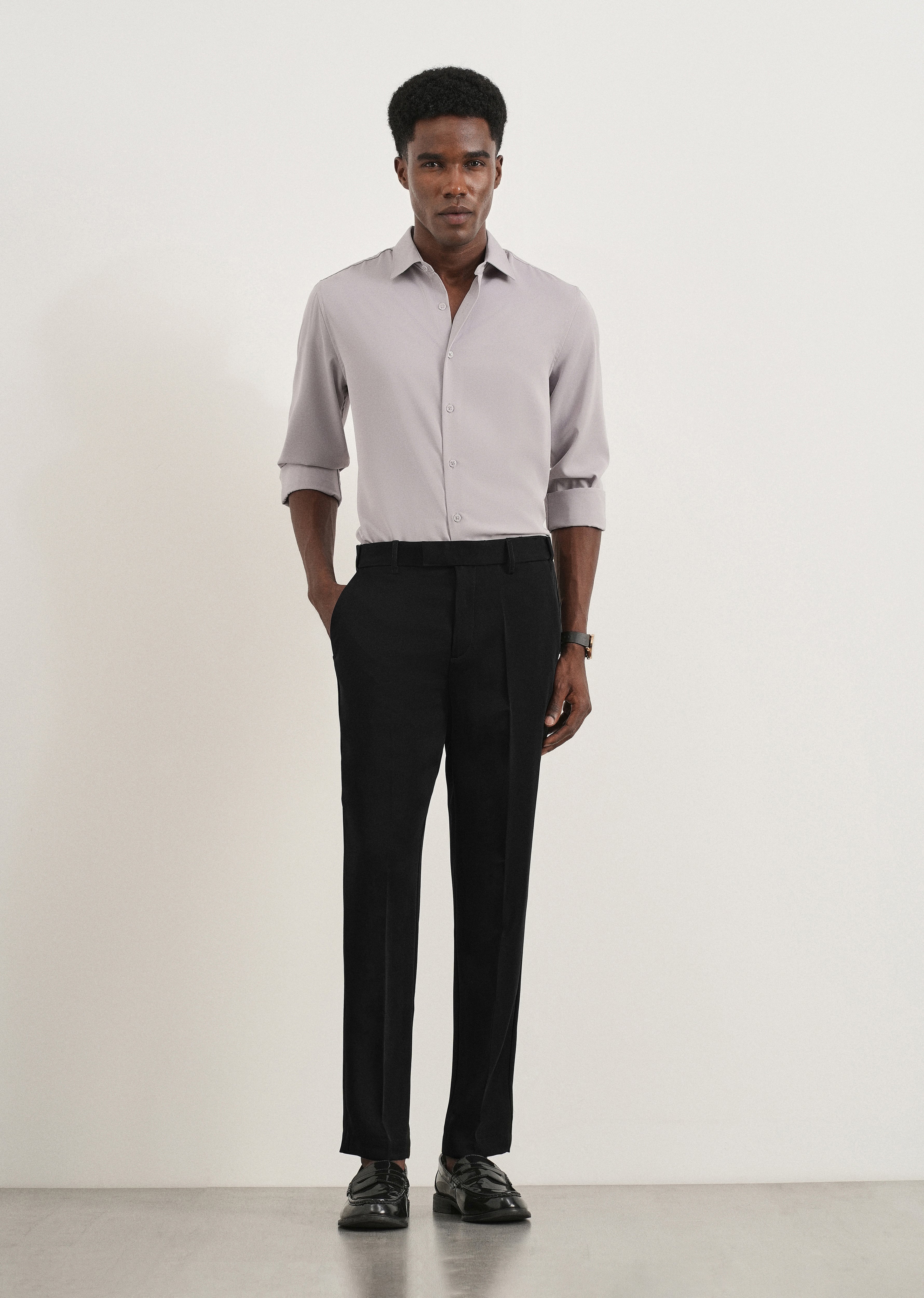 Black Flex Waist Slim Fit Trouser