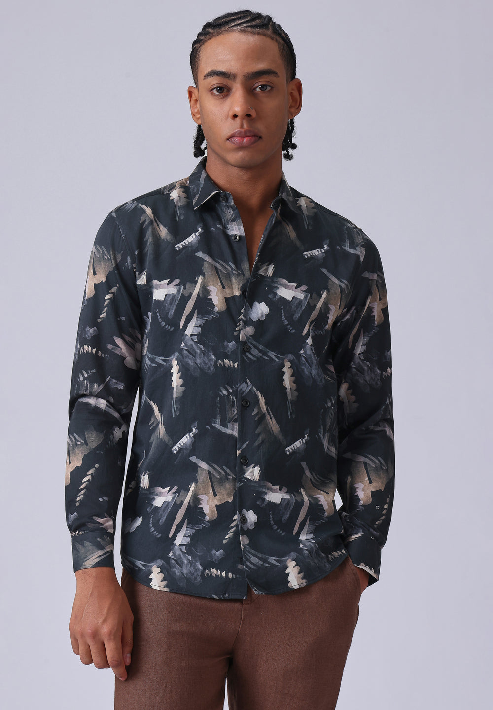 Black Flora Print Shirt