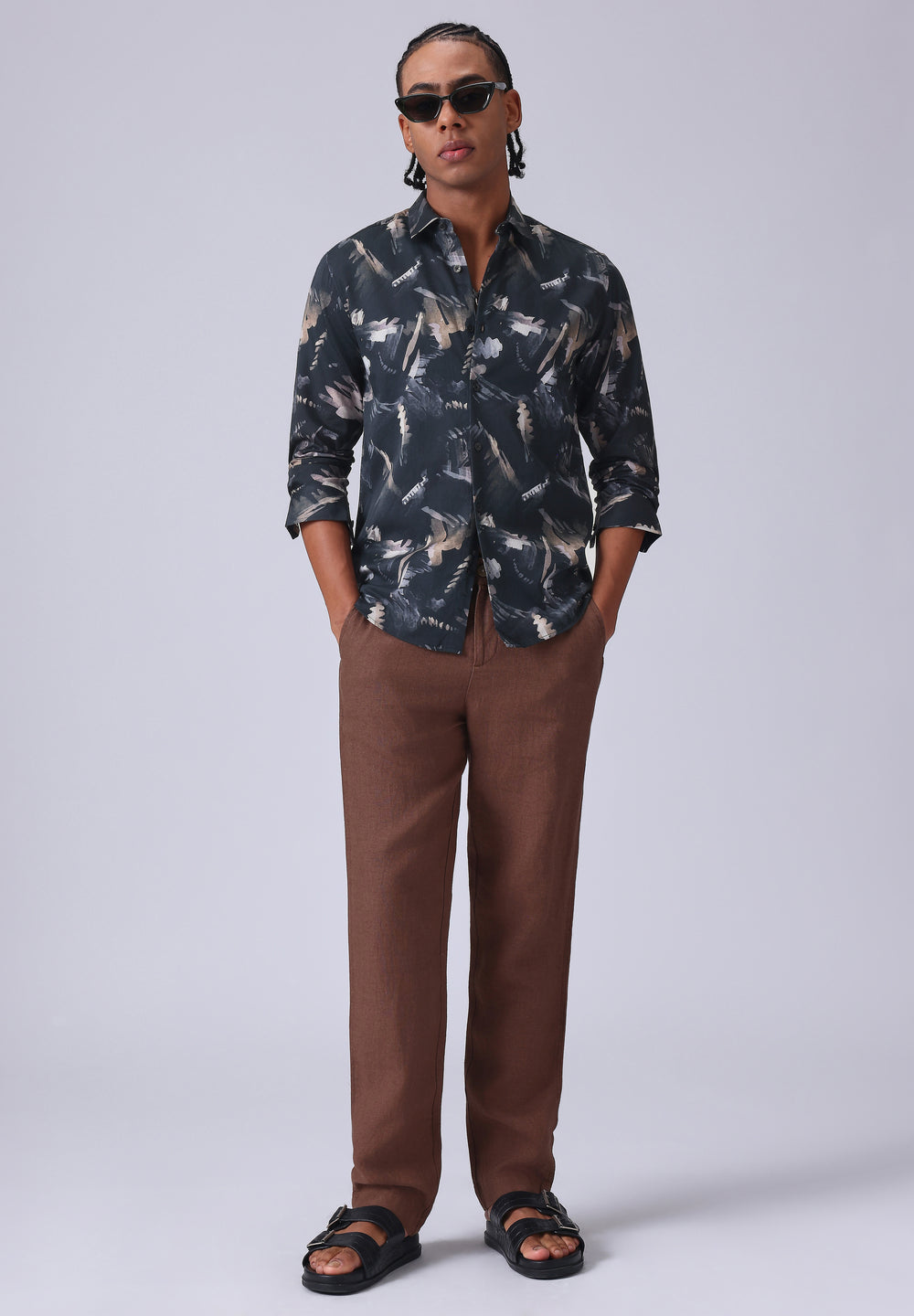 Black Flora Print Shirt