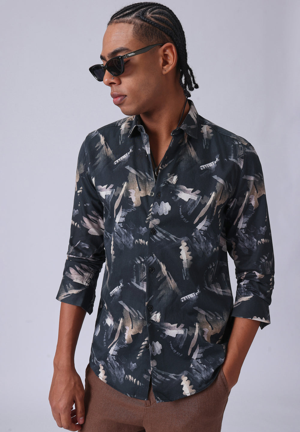 Black Flora Print Shirt