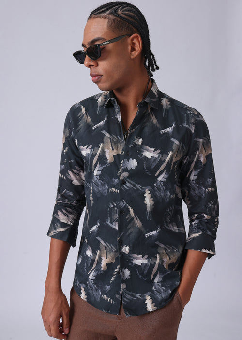 Black Flora Print Shirt