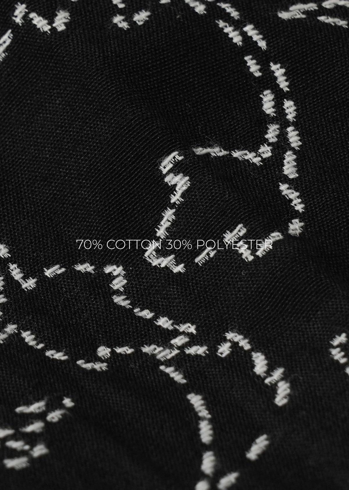 Black Floral Cotton Blend Jacquard Shirt