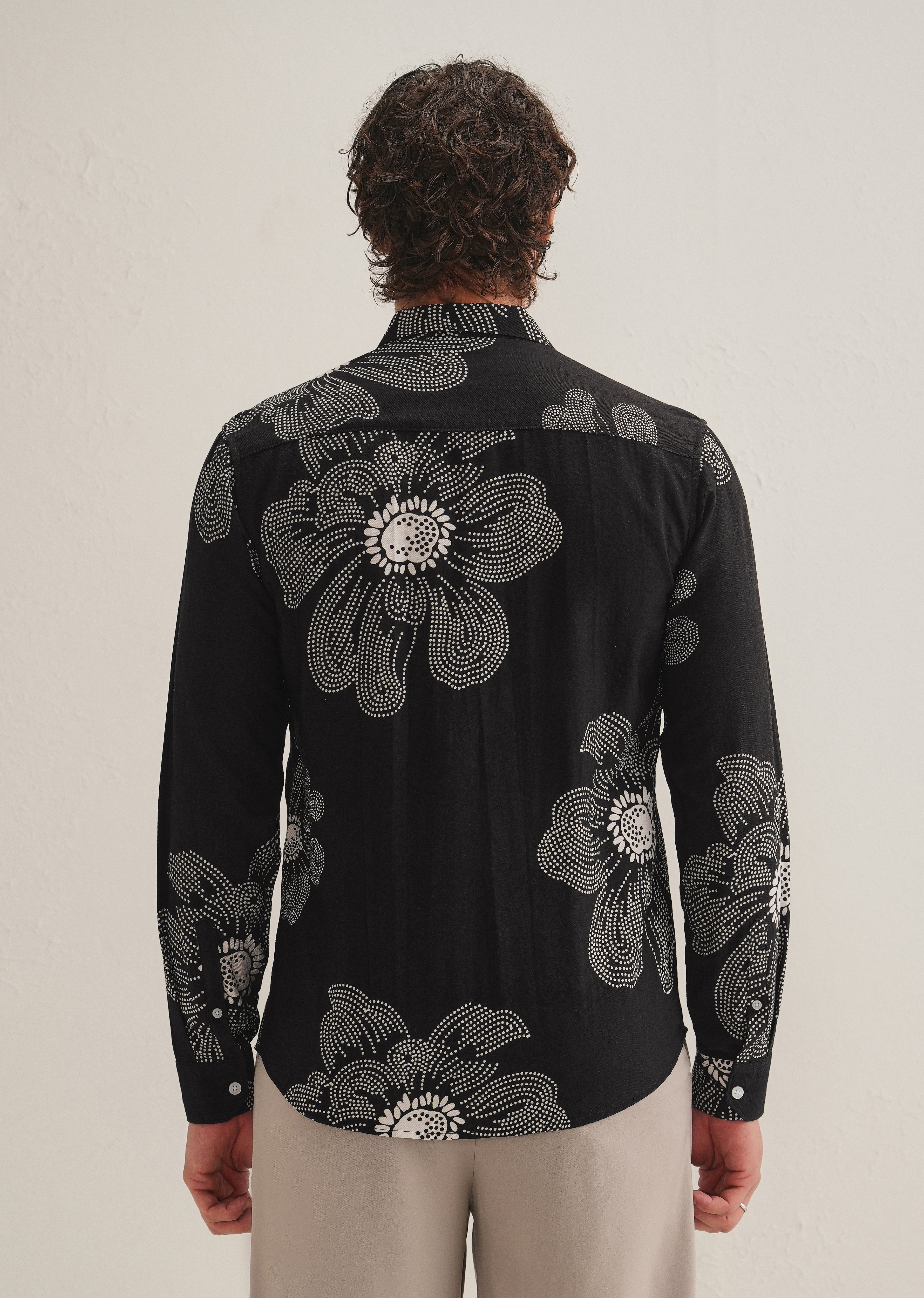 Black Floral Dot Printed Shirt