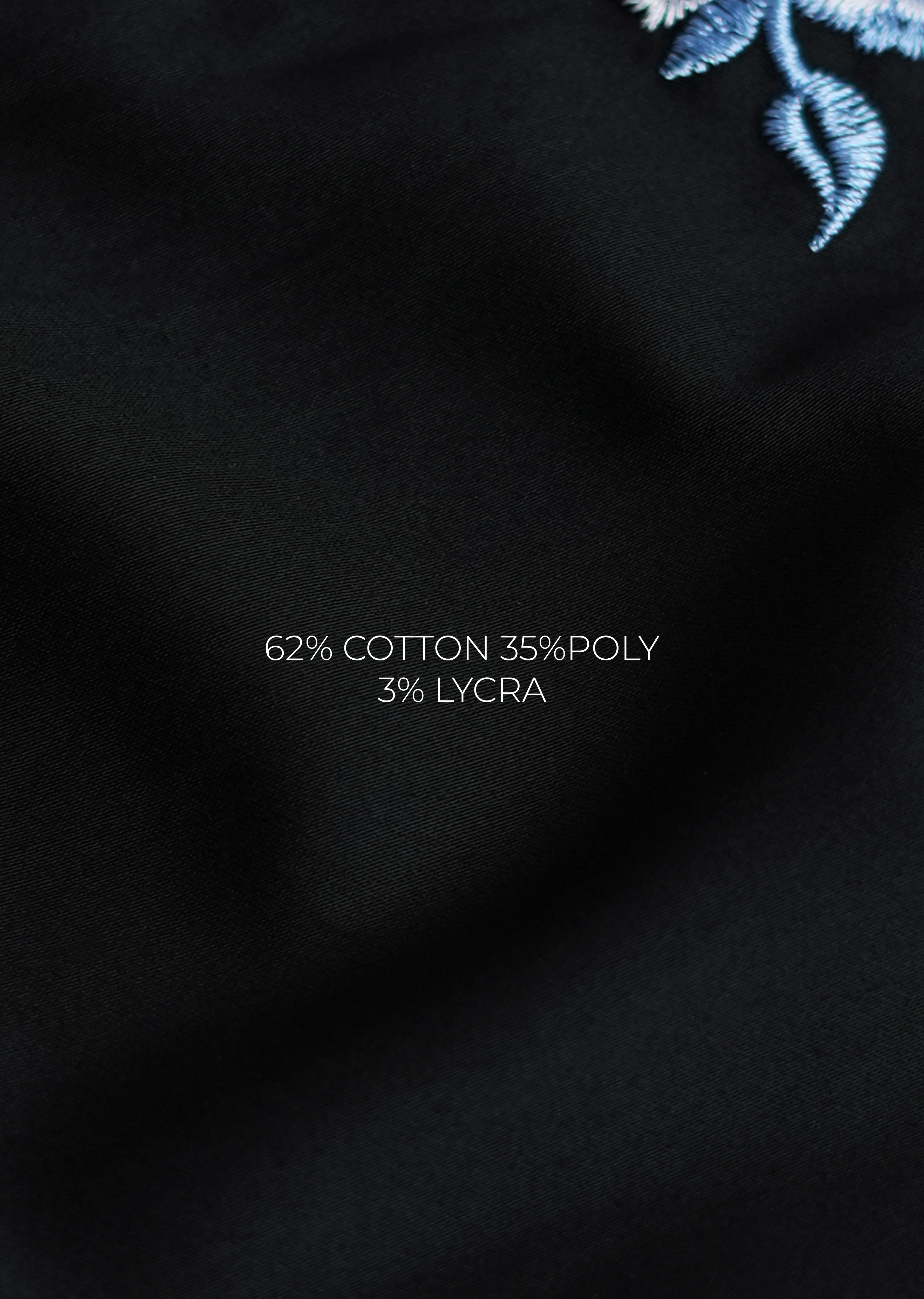 Black Floral Embroidery Designer Shirt
