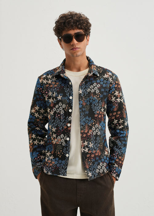 Black Floral Jacquard Shacket