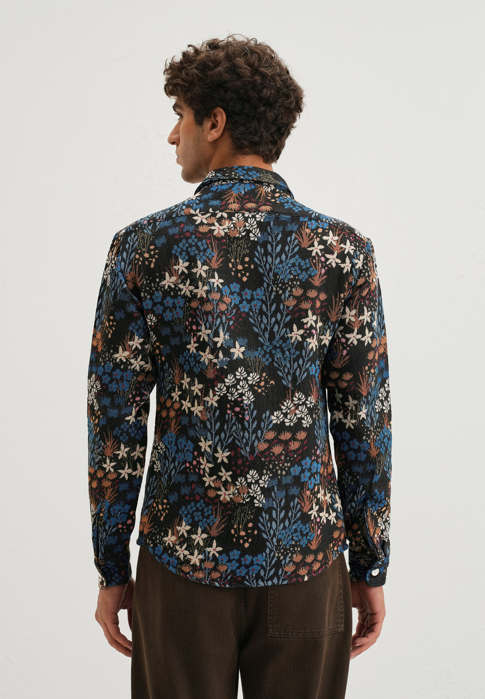 Black Floral Jacquard Shacket