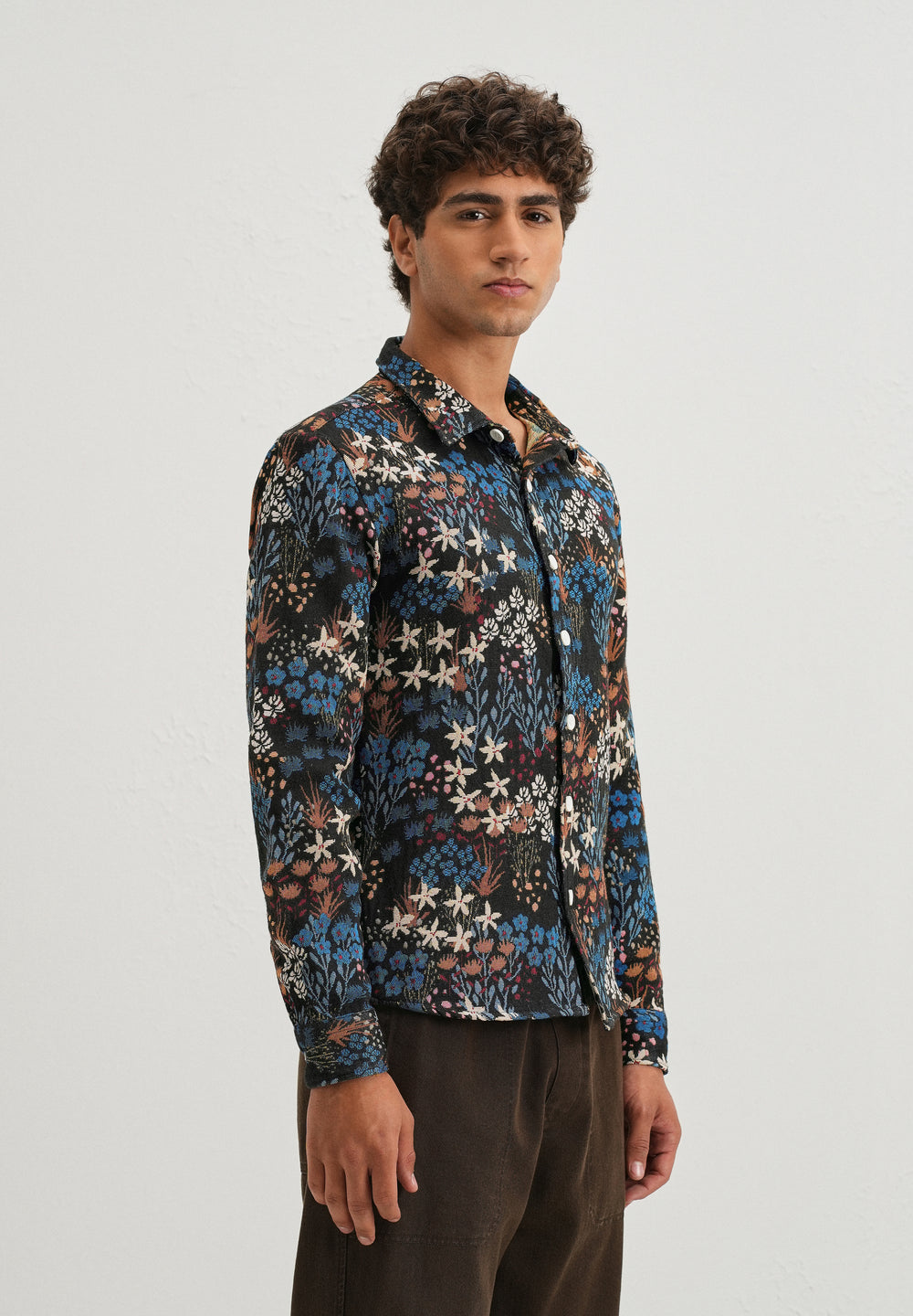 Black Floral Jacquard Shacket