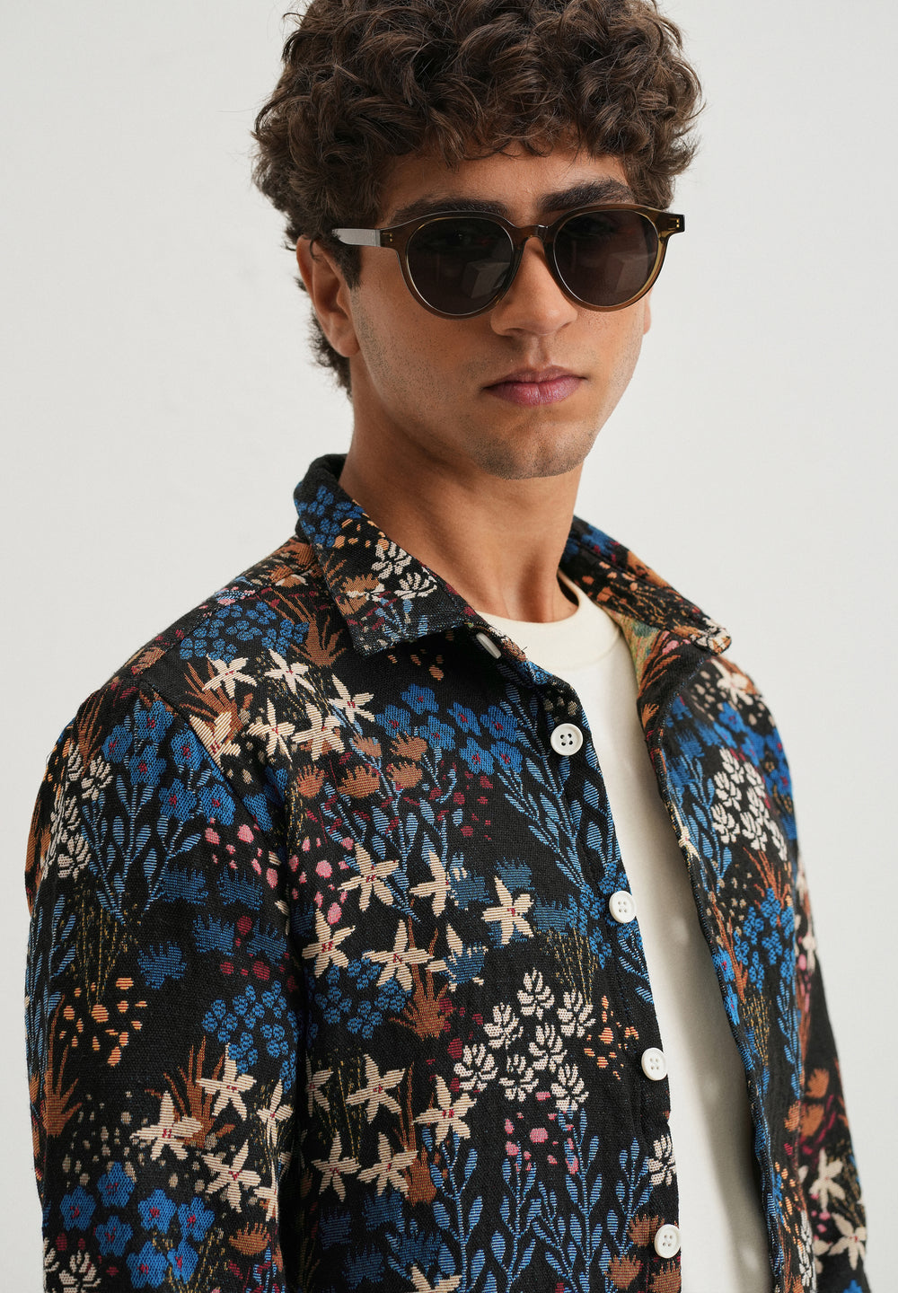 Black Floral Jacquard Shacket