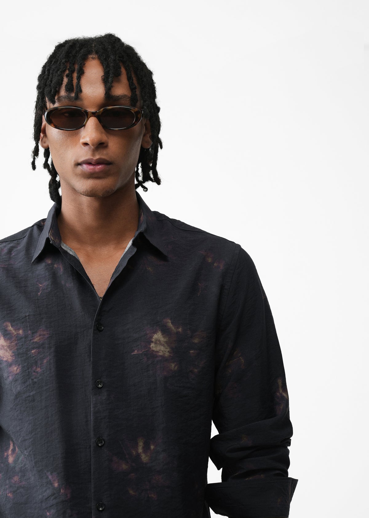 Black Floral Splash Printed Shirt