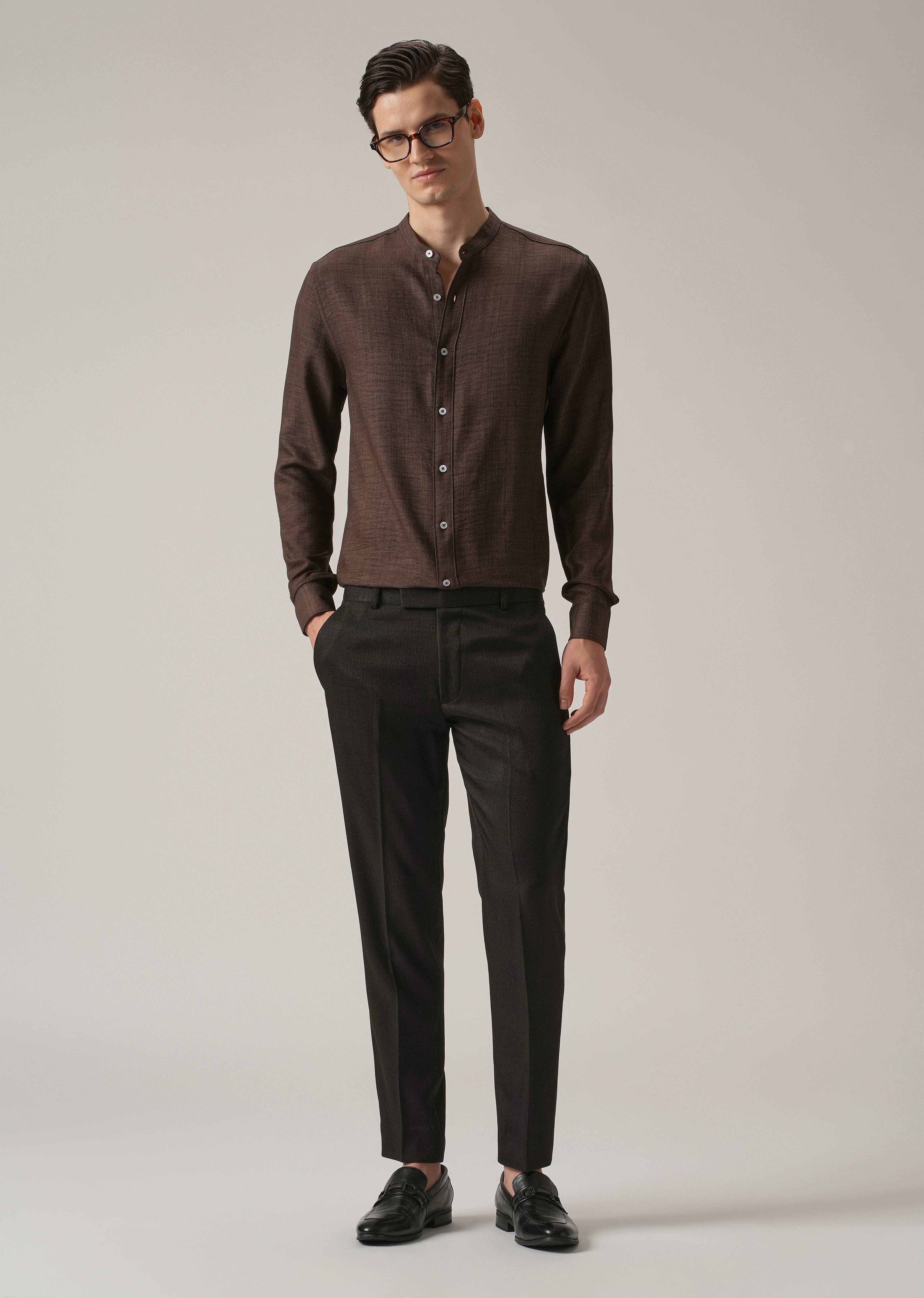 Black Blended Linen Formal Trouser