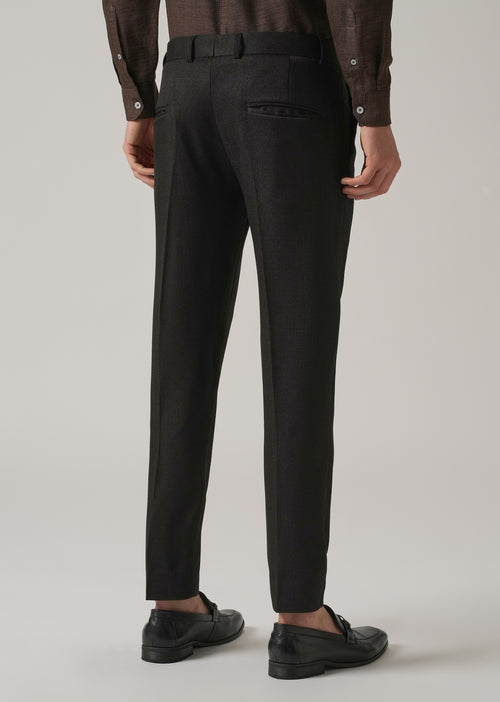 Black Blended Linen Formal Trouser