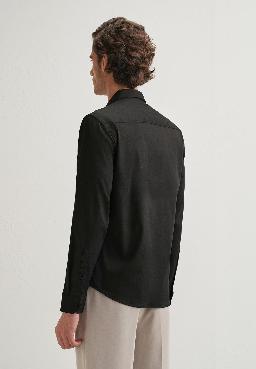 Black Front Panel Open Pleat Shirt
