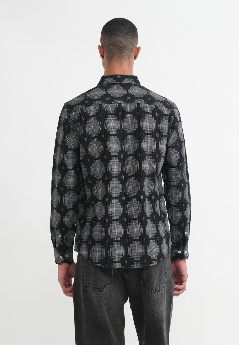 Black Geometric Jacquard Shirt