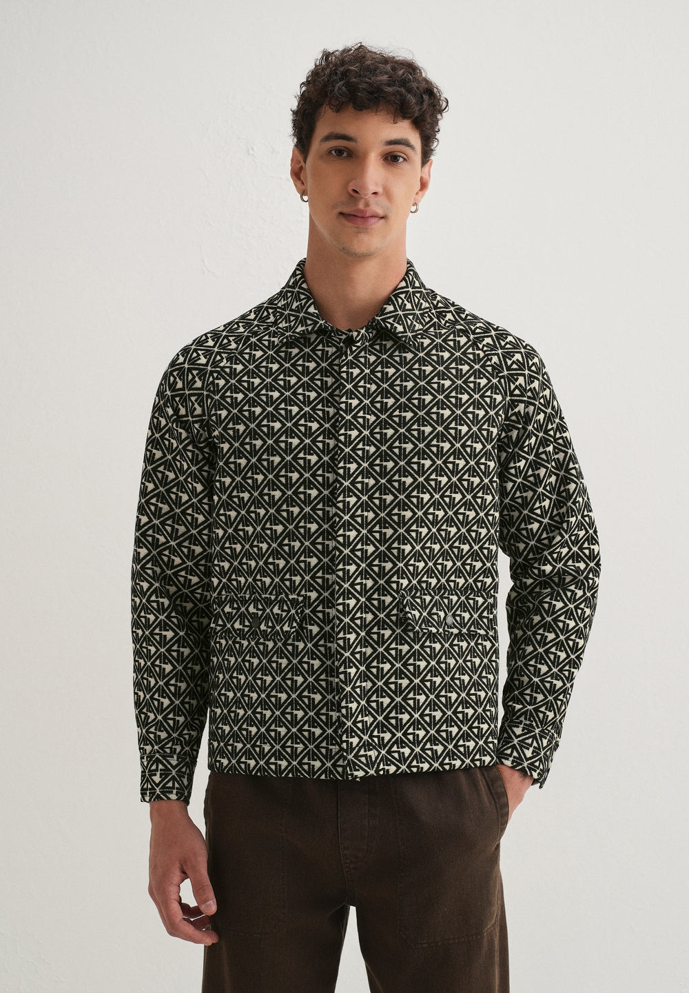 Black Geometric Pattern Shacket