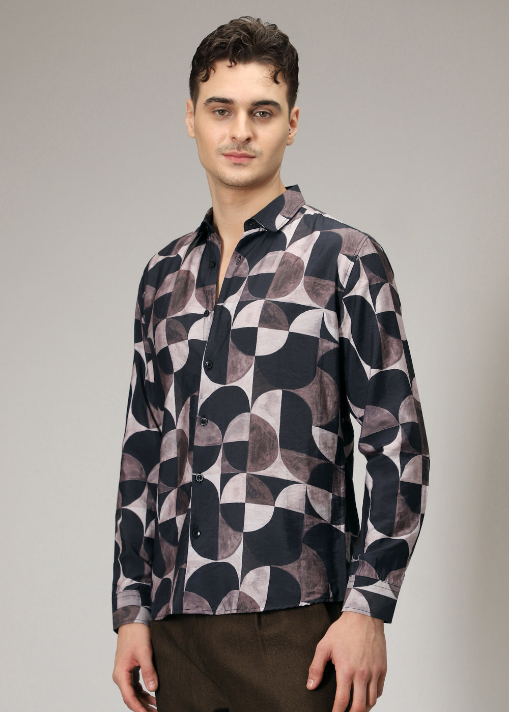 Black Geometric Print Shirt