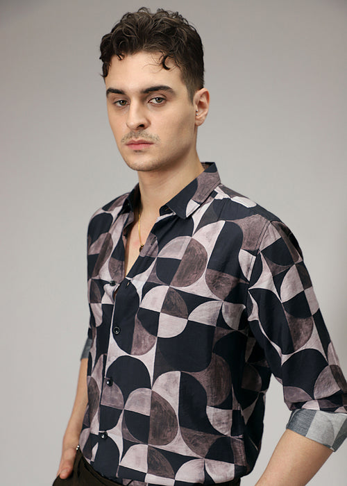 Black Geometric Print Shirt