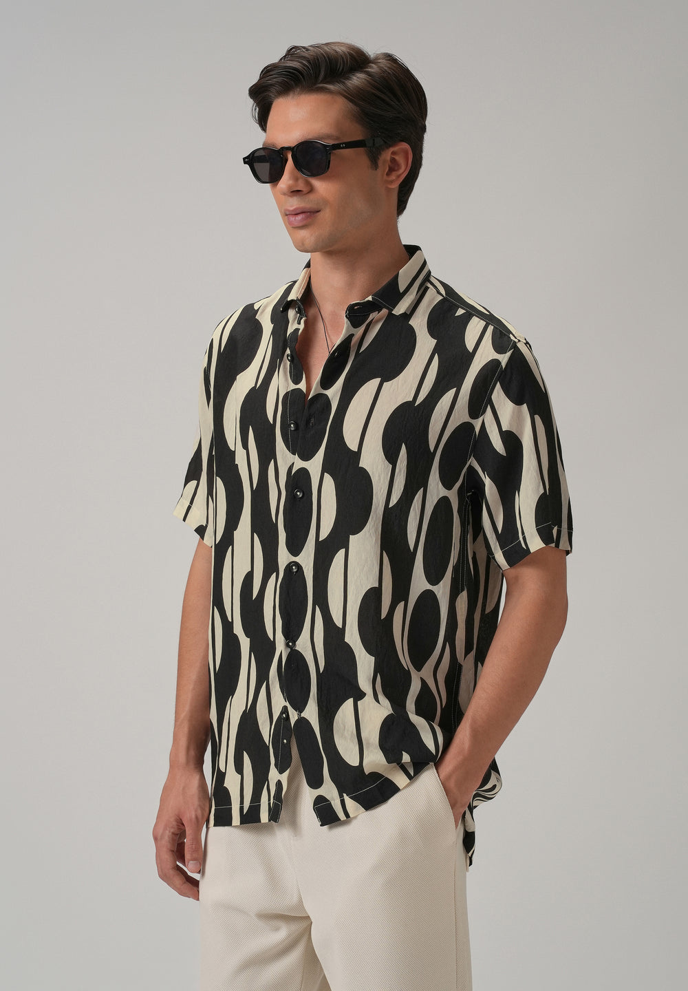 Black Geometric Printed Shirt
