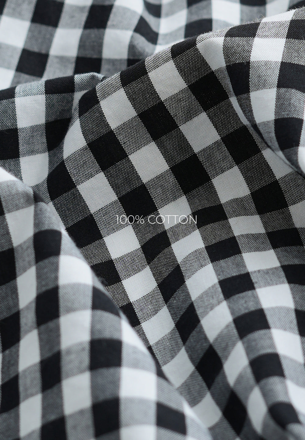 Black Gingham Check Cotton Shirt