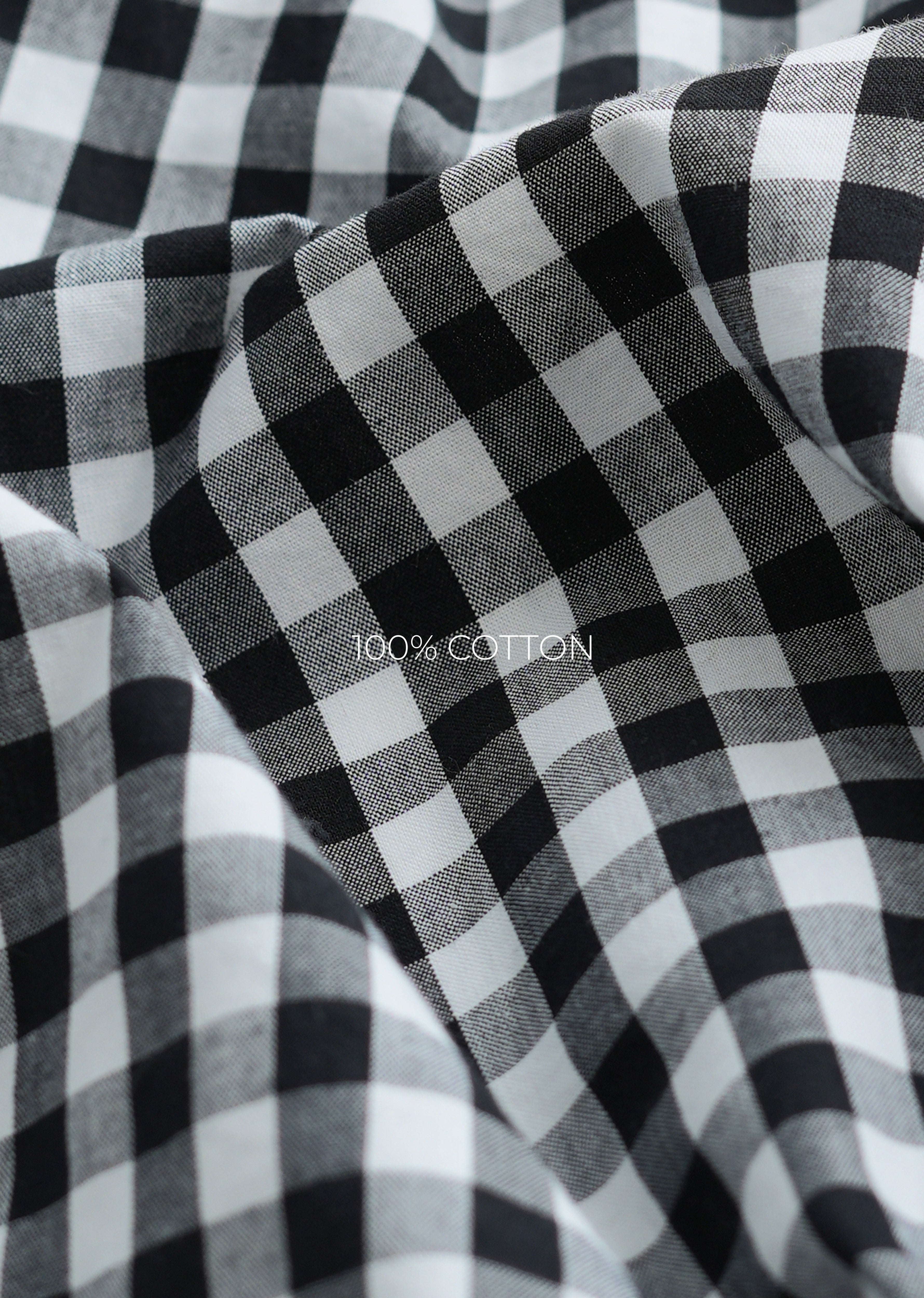 Black Gingham Check Cotton Shirt