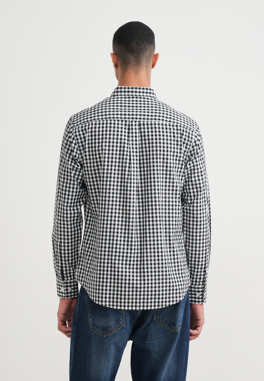 Black Gingham Check Cotton Shirt