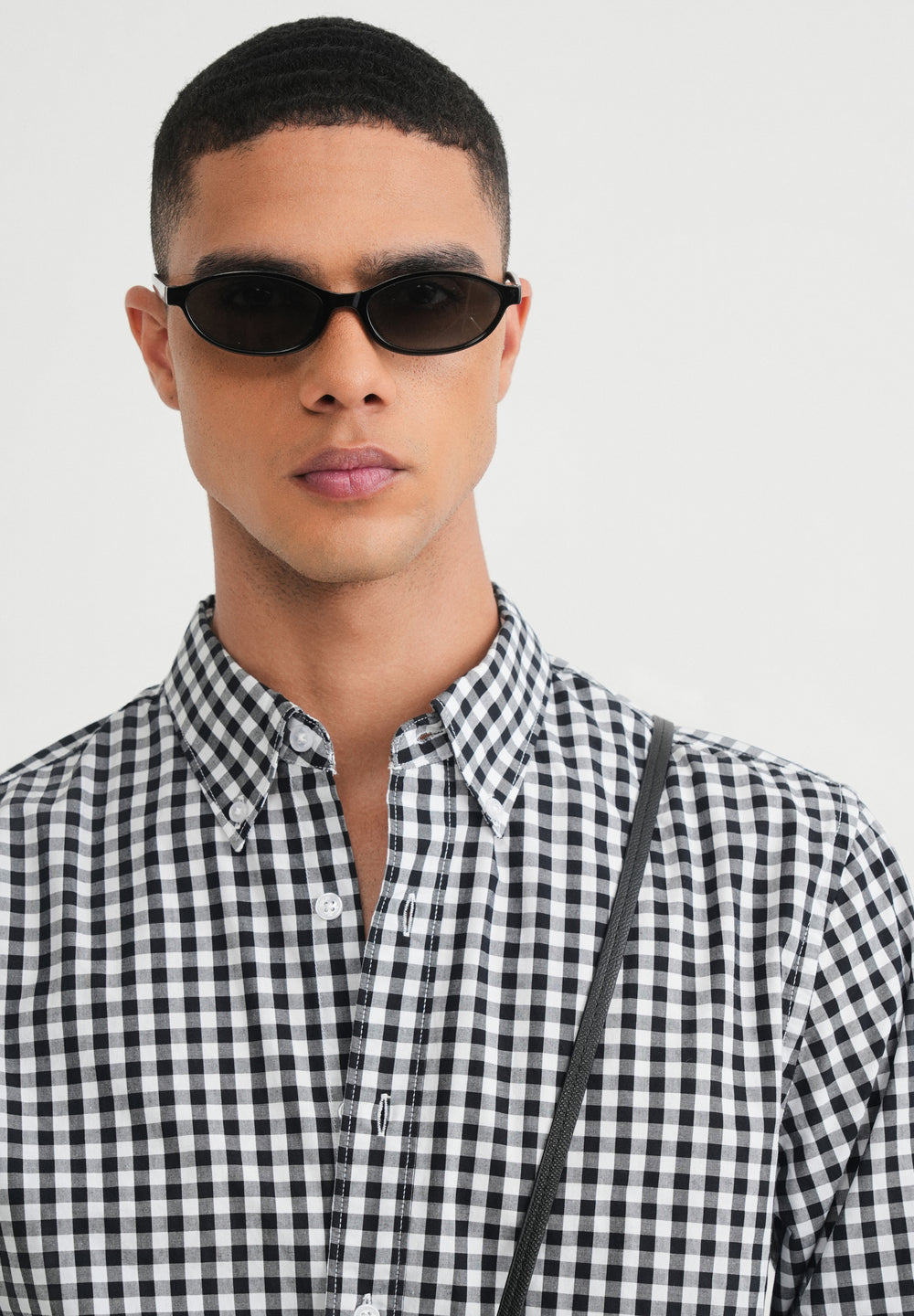 Black Gingham Check Cotton Shirt