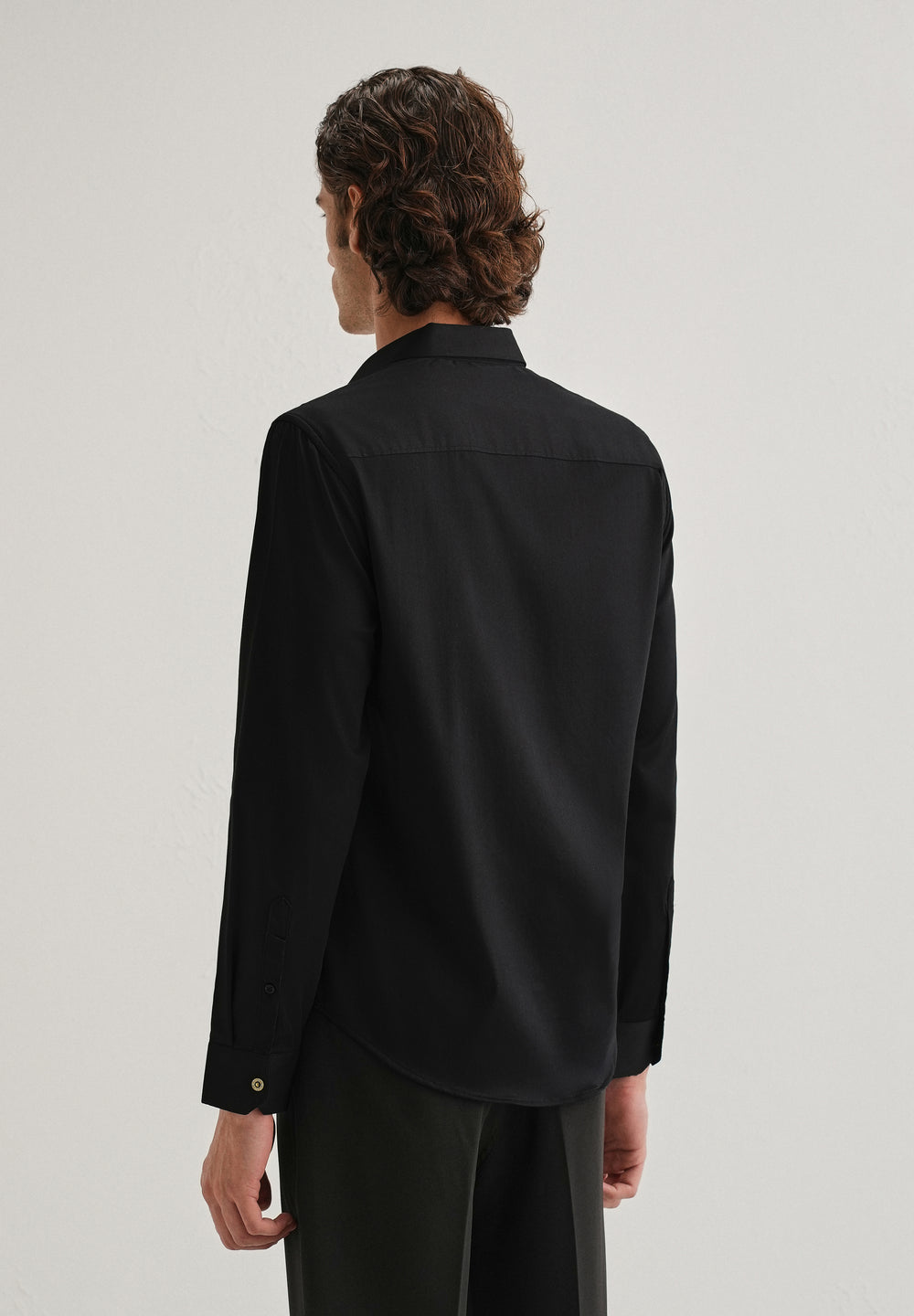 Black Glossy Gold Embellished Button Shirt