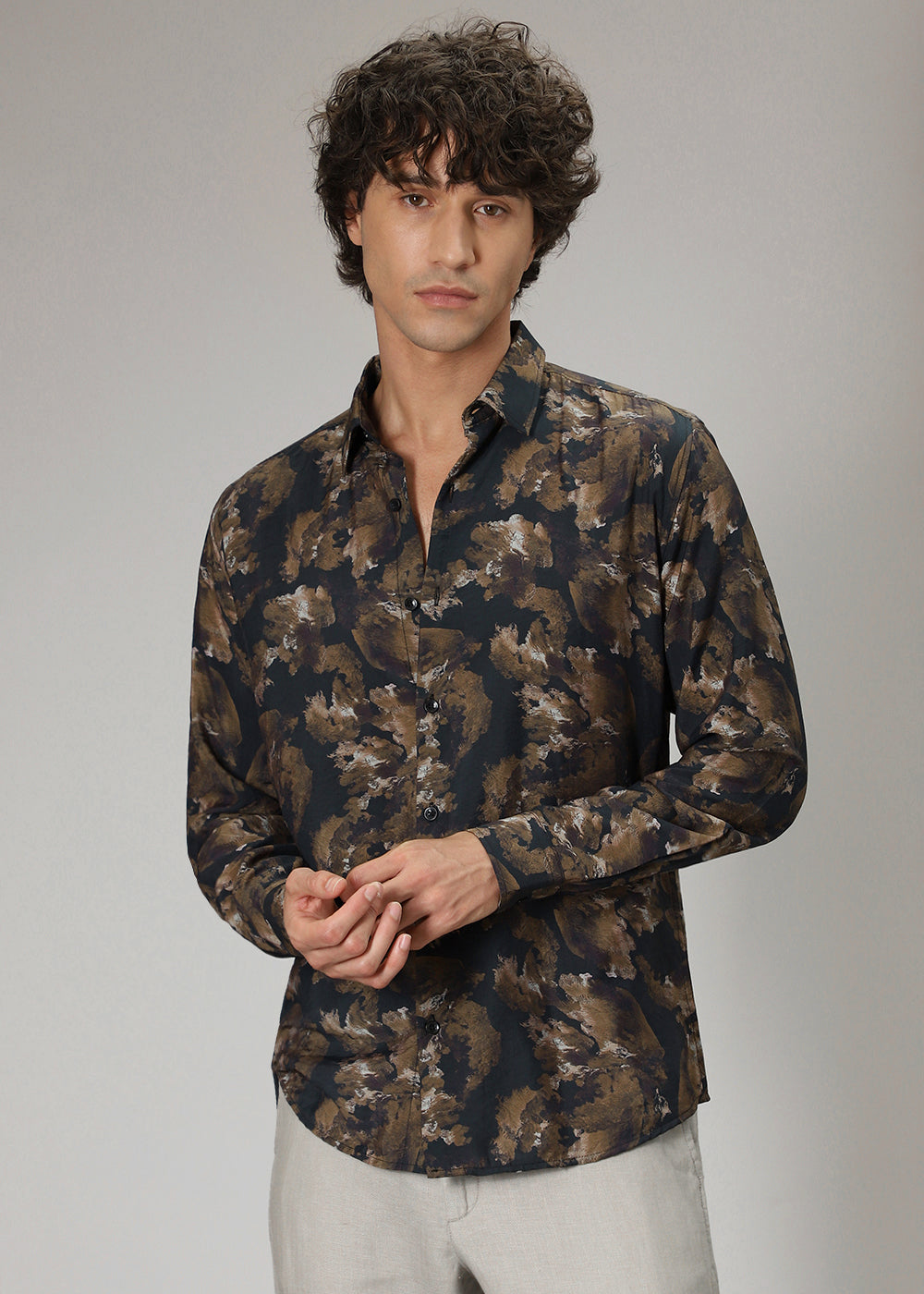 Black Gold Abstract Print Shirt