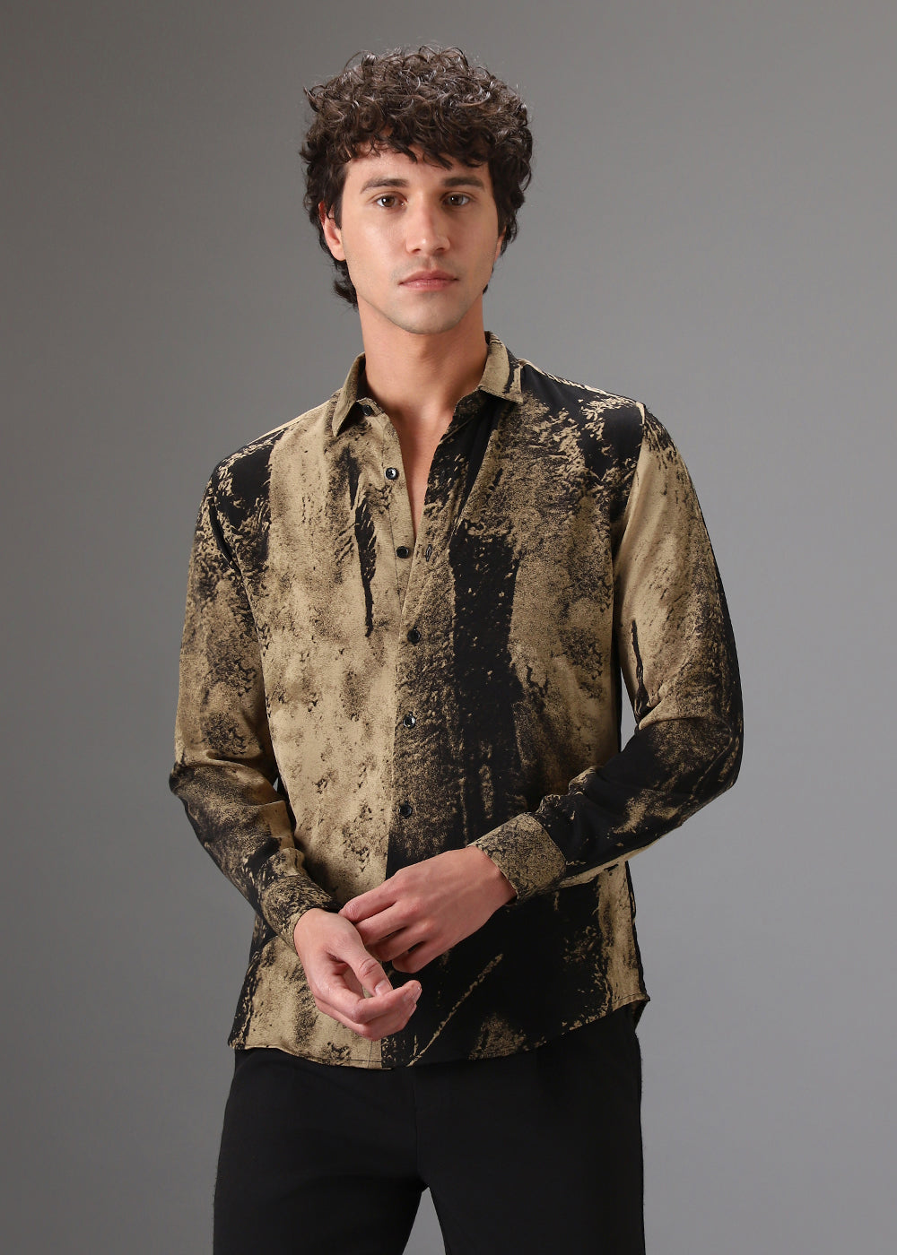 Black Golden Abstract Printed Shirt