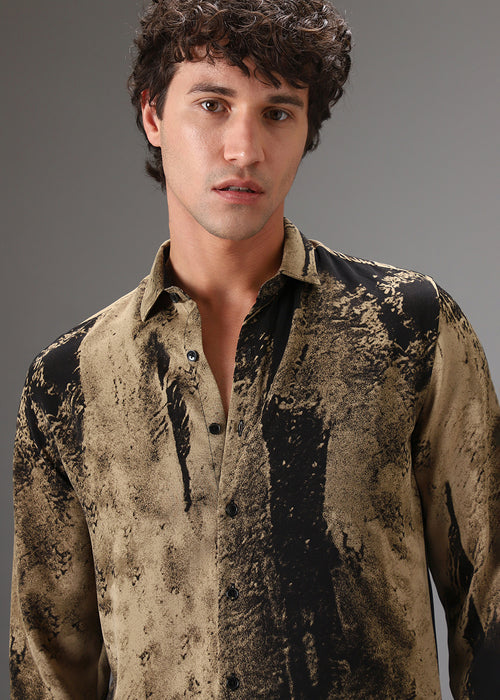 Black Golden Abstract Printed Shirt