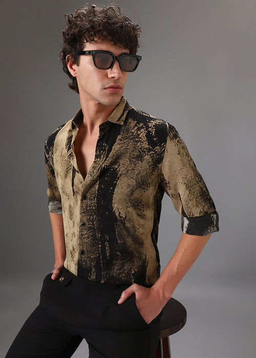 Black Golden Abstract Printed Shirt