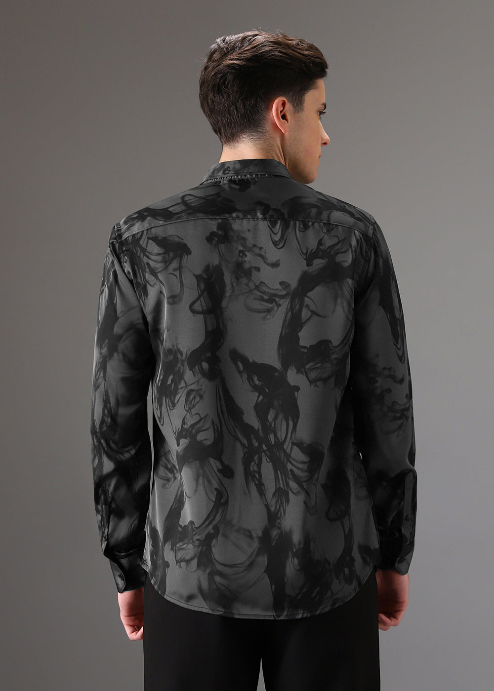 Black Gradient Floral Abstract Printed Shirt