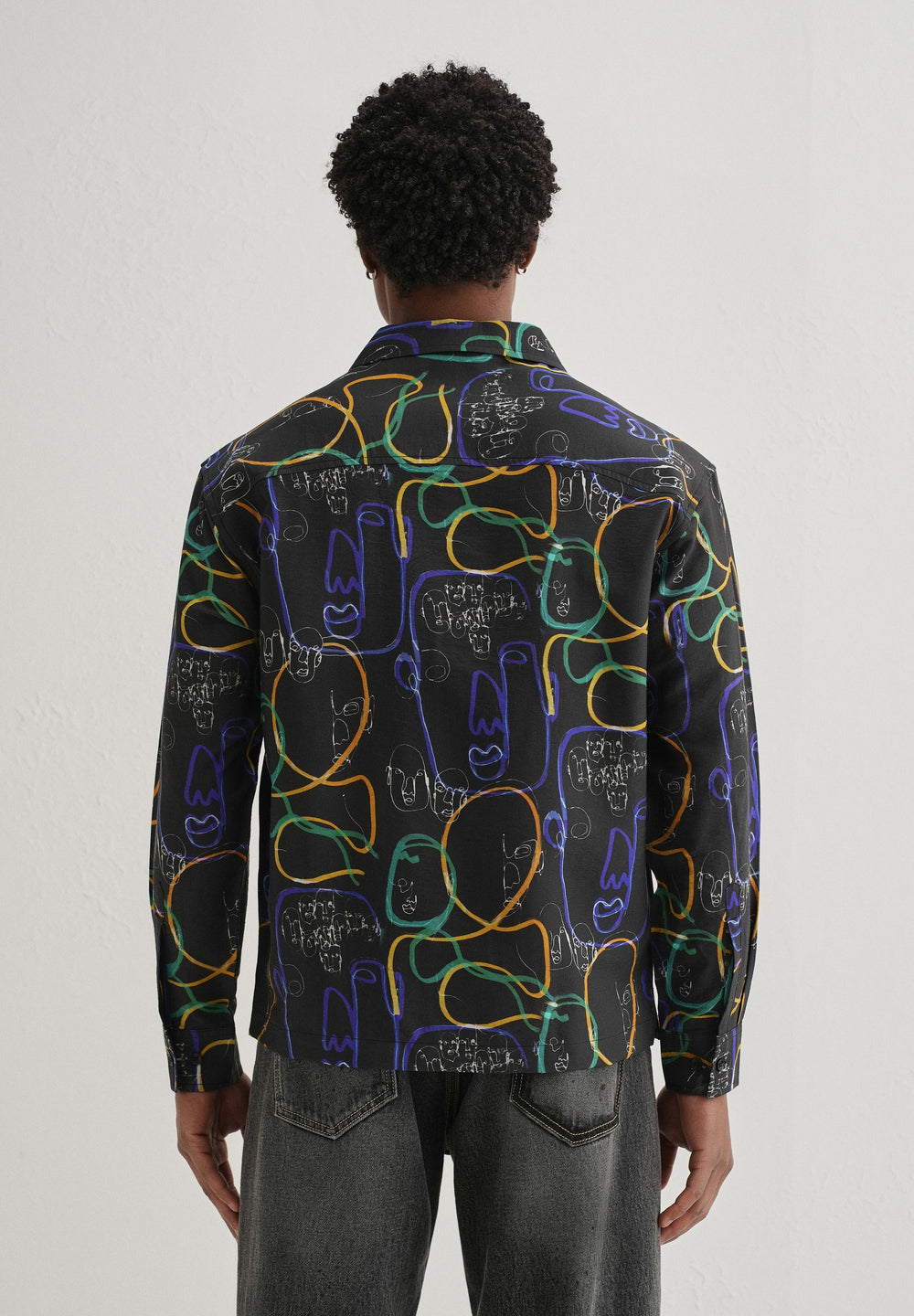 Black Graffiti Line Art Printed Shirt