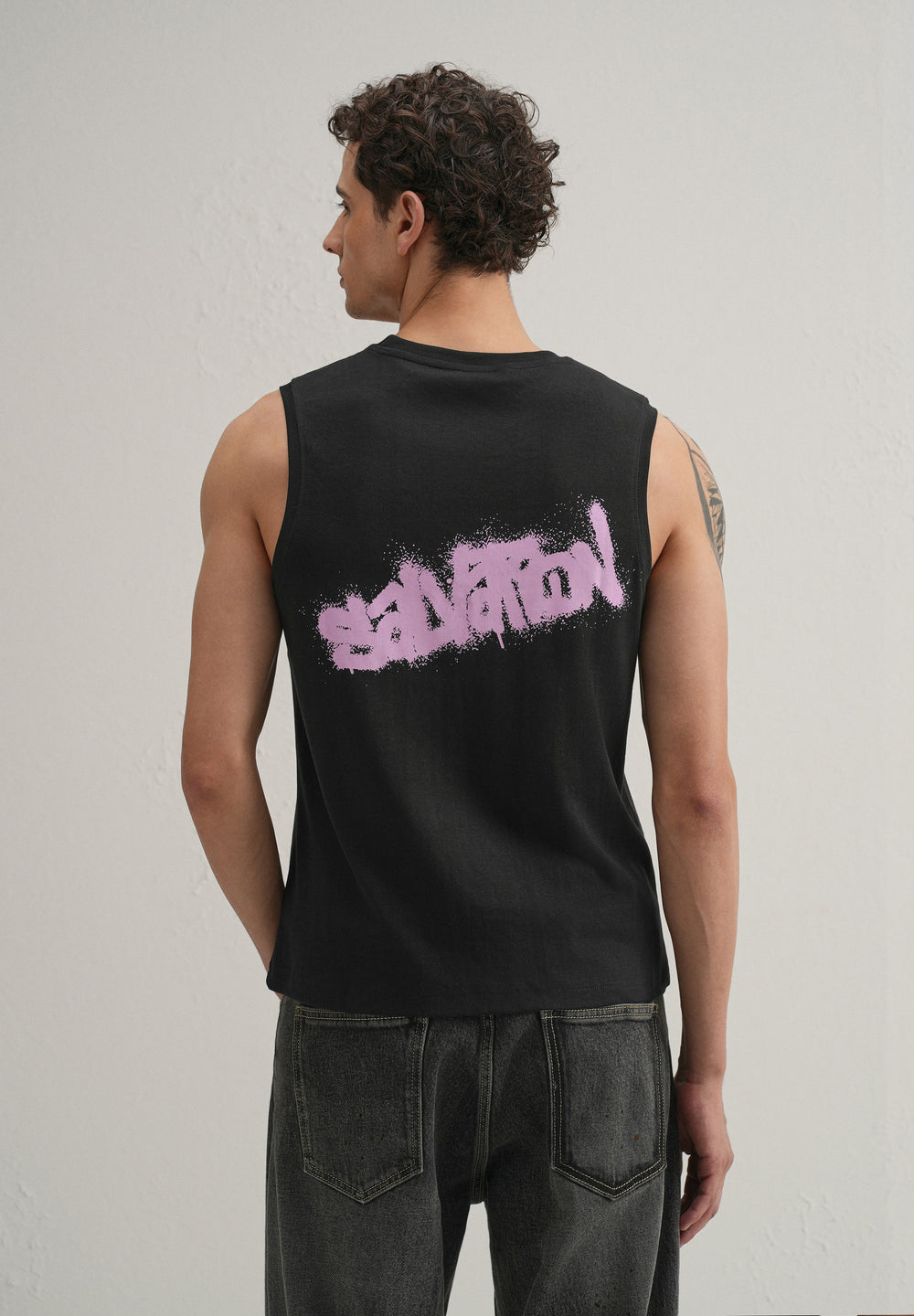 Black Graffiti Printed Tank