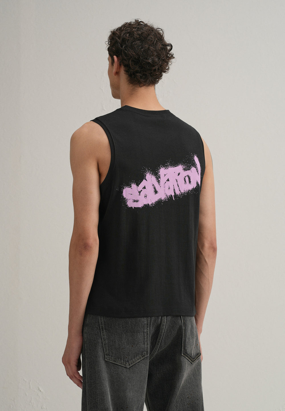 Black Graffiti Printed Tank