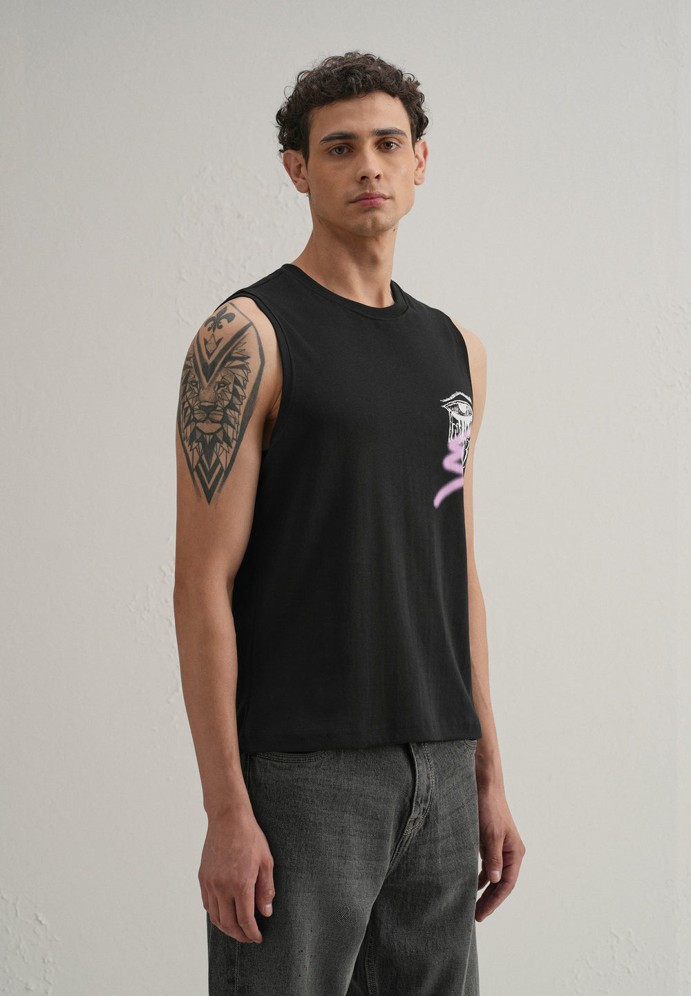 Black Graffiti Printed Tank