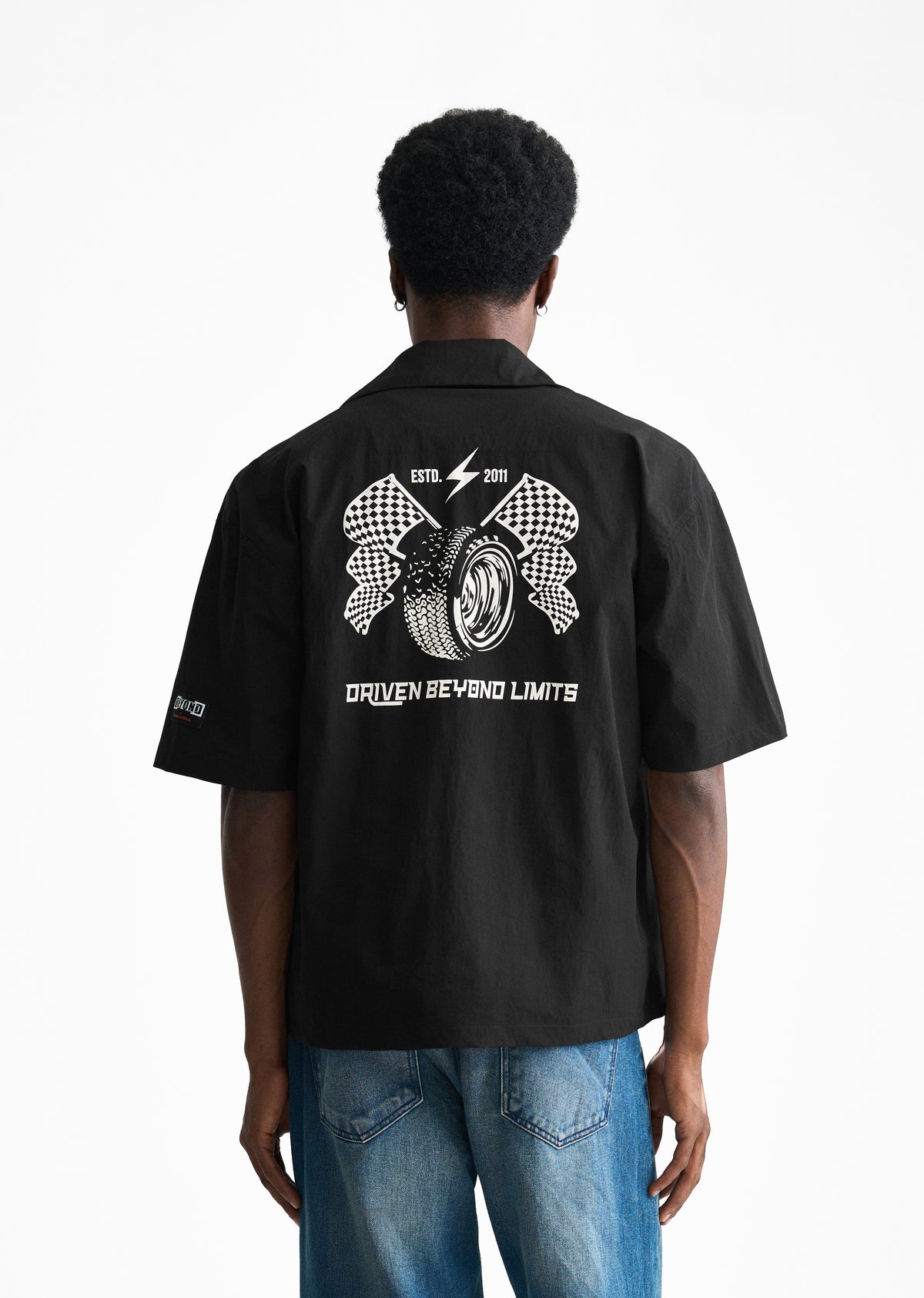 Black Graphic Printed Boxy Shirt