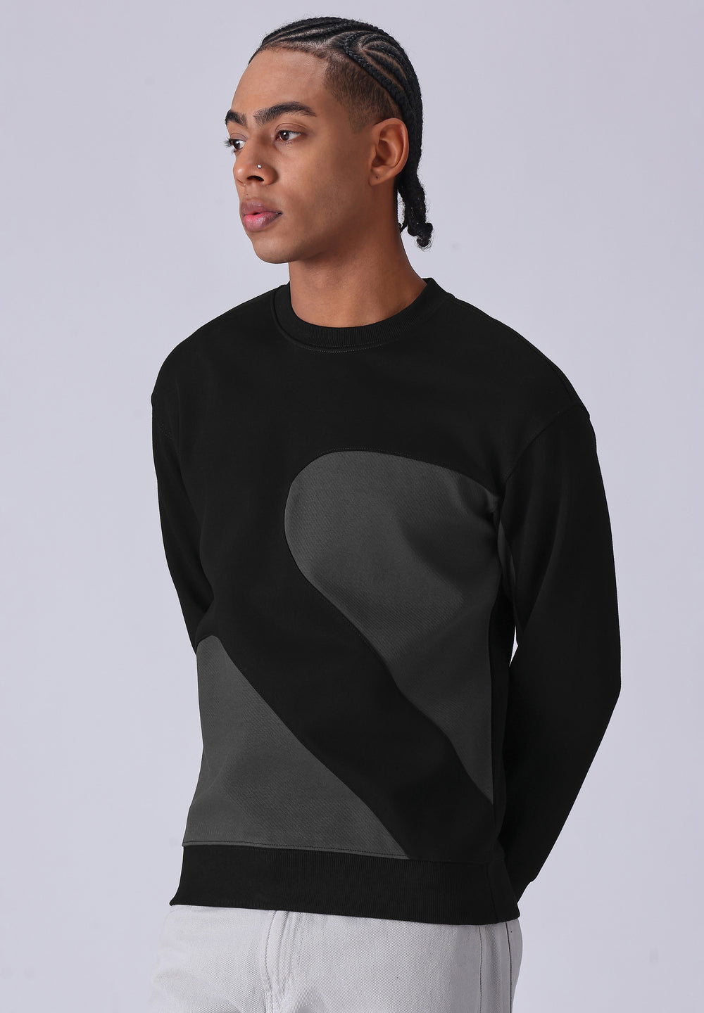 Black Grey Colorblock Sweatshirt