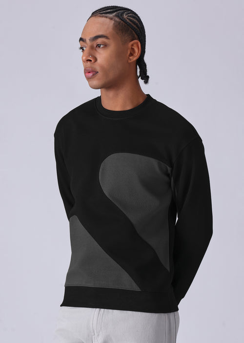 Black Grey Colorblock Sweatshirt