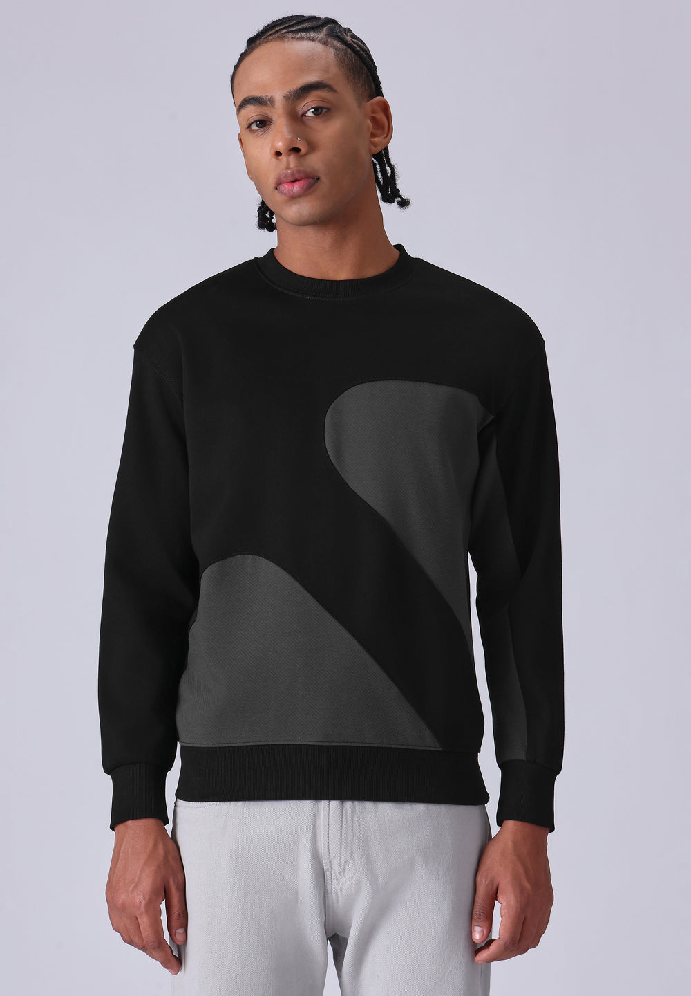 Black Grey Colorblock Sweatshirt