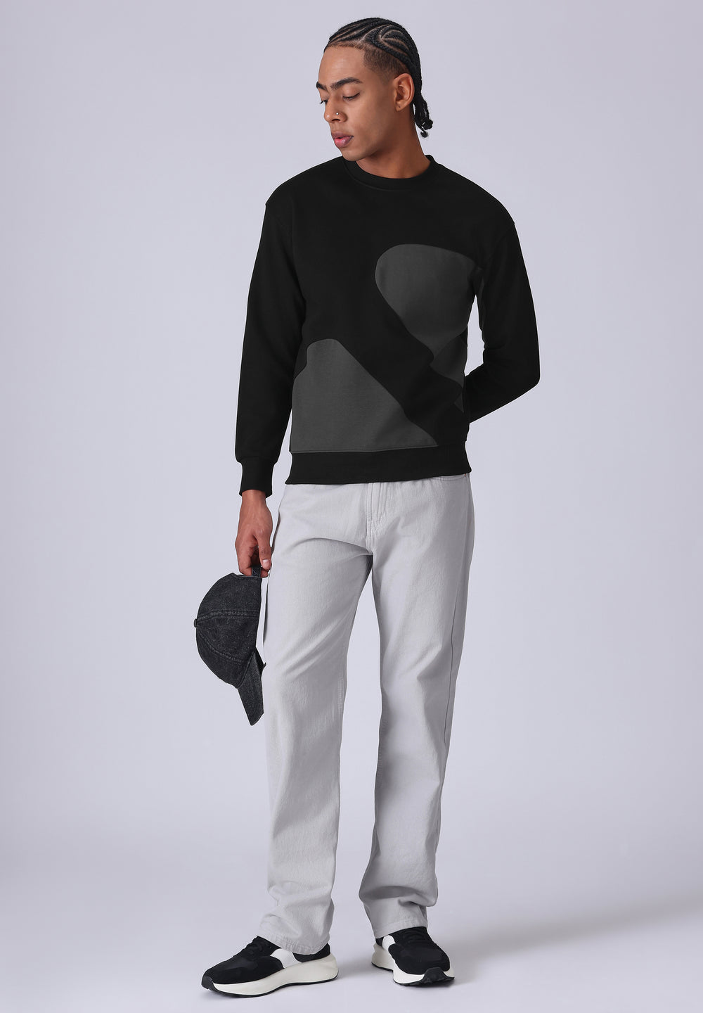 Black Grey Colorblock Sweatshirt