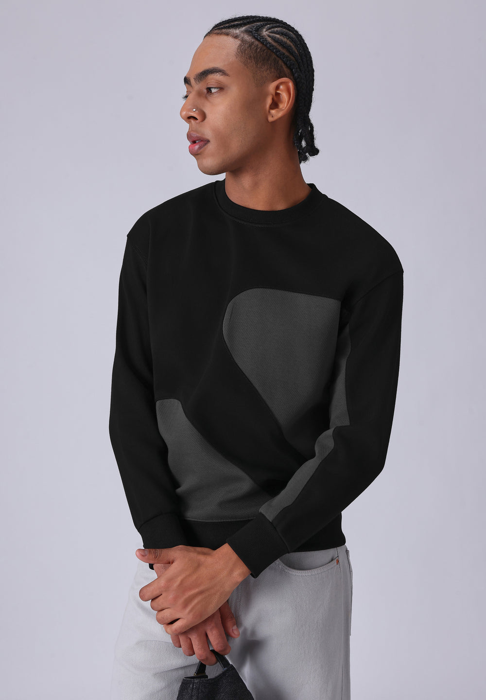 Black Grey Colorblock Sweatshirt